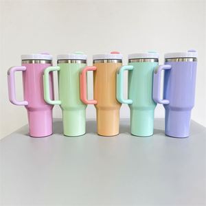 Vaso Térmico de Viaje de 40 Oz H2.0 en Colores Pastel para Sublimación, con Asa Deportiva, Tapa y Pajita - Product Image 2