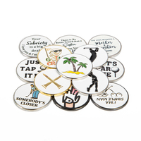 Marqueur de putting de golf OEM en vrac avec slogan amusant, marqueur rond imprimé pour casquette de golf, marqueur de parcours de golf léger en alliage de zinc