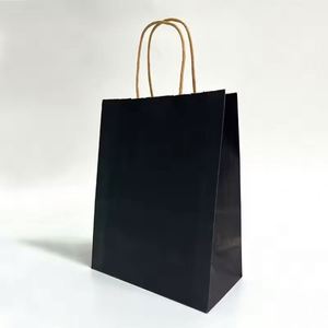 Wholesale Shopping Packaging Handle Ribbon Kraft <b>Black</b> Craft Brown Bread White Food <b>Small</b> Custom Paper <b>Bag</b> with Your Own logo - Product Image 5