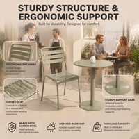 Ensemble bistrot d'extérieur 3 pièces en fer, revêtement en poudre antirouille, mobilier de café pour terrasse, jardin, balcon