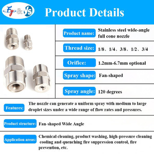 Đầu phun hình nón rộng góc rộng 1/8 inch, 1/4 inch, 3/8 inch, 1/2 inch, chất liệu thép không gỉ, dùng trong công nghiệp, loại BB-W, đầu phun tia đầy đủ - Product Image 2