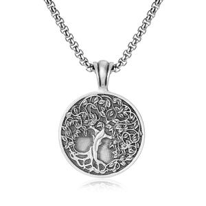 Collar con colgante de árbol de la vida de plata antigua, joyería de lata, nuevo tipo, fundición de joyería - Product Image 1