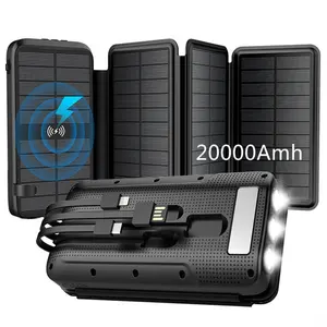2022 20000mah powerbank wireless portable high capacity battery solar phone charger laptop power bank 5v 3a 20000 fast charging