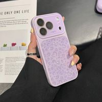 Coque de téléphone antichoc à motif léopard pailleté avec grande fenêtre et protection d'objectif pour iPhone 17 16 15 14 Pro Max