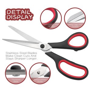 Ciseaux de 8 pouces à poignée en caoutchouc, petits, pour usage industriel, domestique, scolaire, bureau, étudiant, couturier - Product Image 2