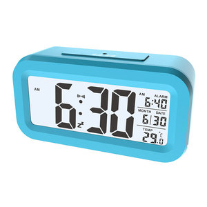 Nightlight Digital Alarm Clock with Temperature Thermometer Calendar,Silent Desk <b>Table</b> Clock <b>Bedside</b> Wake up Snooze - Product Image 3
