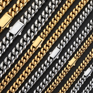 Chaîne cubaine en acier inoxydable avec fermoir à ressort pour hommes, collier et bracelet, vente en gros - Product Image 6