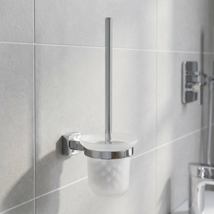 Support mural chromé pour brosse de toilette en alliage de zinc, design cylindrique moderne, facile à nettoyer, ensemble d'accessoires de salle de bain - Product Image 3