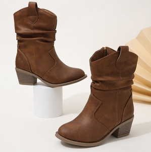 Botas de Vaquera Retro de Cuero con Cremallera para Niñas de 8 a 15 Años, Estilo Western, Novedad - Product Image 4