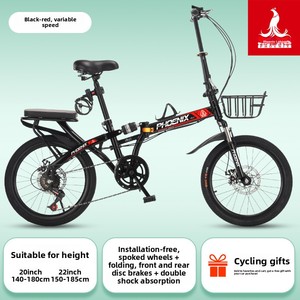 Bicicleta Dobrável Sem Instalação, Ultra Leve, Portátil, com Freio a Disco Duplo e Suspensão, Adequada para Adultos, 20 e 22 Polegadas - Product Image 6