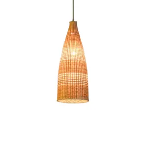 Hitecdad estilo minimalista europeo lámpara de ratán de bambú hecha a mano de alta calidad estilo antiguo lámpara de techo colgante hecha a mano