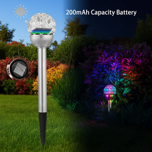 ไฟสวนพลังงานแสงอาทิตย์ RGB บอล LED กันน้ำ IP44 สแตนเลส โคมไฟตกแต่งภูมิทัศน์กลางแจ้งพลังงานแสงอาทิตย์ แบตเตอรี่ 200mAh - Product Image 2