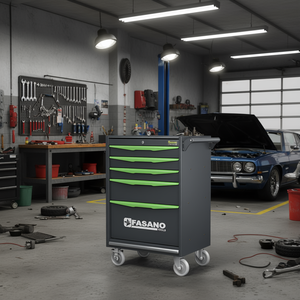 Fasano <b>Tools</b> 5 Drawer Rolling <b>Tool</b> Cabinet Green Handles Auto Repair Storage <b>Cart</b> - Product Image 3