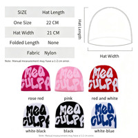 Gorros de punto jacquard Mea Culpa con logo bordado personalizado, diseño Y2K Hip Hop con estampado completo, MOQ bajo, de Wins Flying