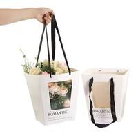 Sacs à fleurs en papier trapézoïdal avec impression de logo personnalisé, sacs en carton pour fleurs, emballages avec fenêtre en PVC