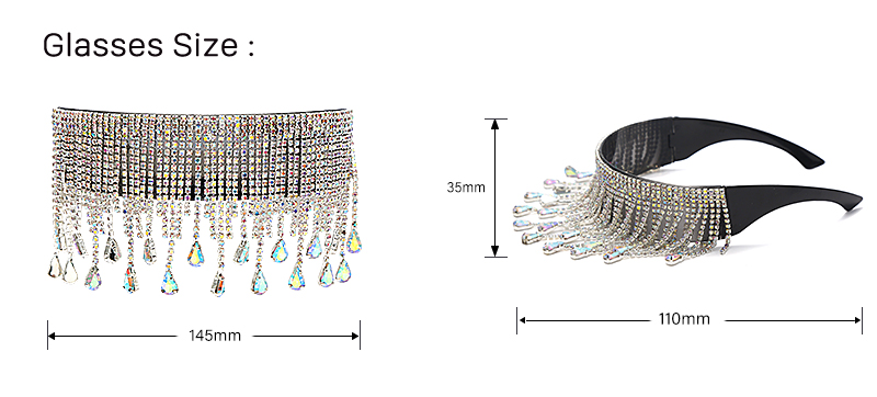 New Arrival 2021 Luxury Fashion Punk Oversized Sunglasses Women Tassel Crystal Diamond Sunglasses