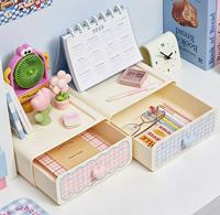 Boîte de rangement à tiroirs avec poignée en forme de cœur, design tendance, multi-compartiments pour la papeterie, les bijoux, les produits de soin de la peau, les articles divers pour la chambre d'étudiant