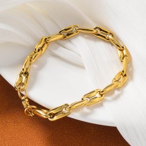 Pulsera de Cadena y Eslabones de Acero Inoxidable con Baño de Oro de 18k, Diseño de Rombo, a la Moda, Venta al por Mayor para Mujer - Product Image 3