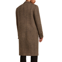 Manteau Homme en Laine à Simple Boutonnage Automne/Hiver en Tweed en Forme de H Double Face Fermeture Boutonnée à Chevrons avec Poches à Rabat
