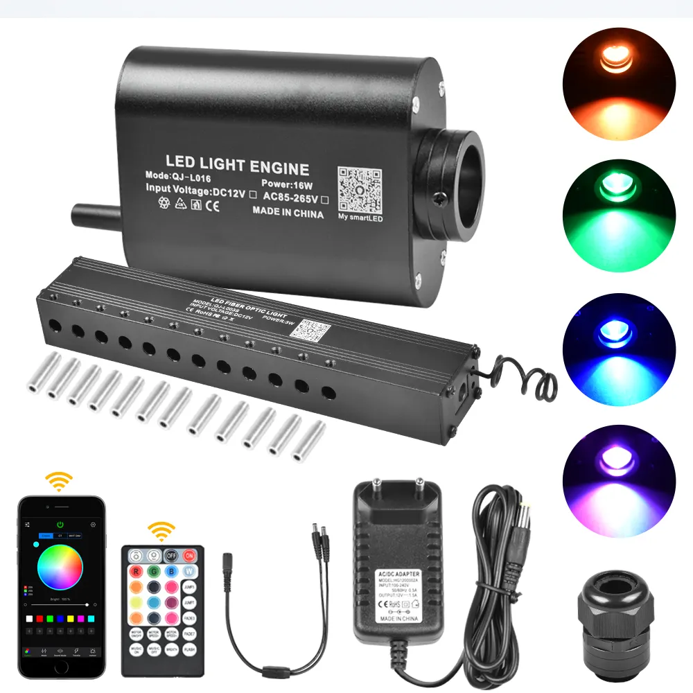 16W LED Light Engine Machine 12V Starry Sky RGBW App Control sorgente luminosa con 3W Shooting Meteor Effect fibra ottica