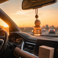Diffuseur de parfum pour voiture suspendu, flacon de 10 ml, mini désodorisant, bouchon en bois, flacon de parfum sphérique en verre transparent avec corde