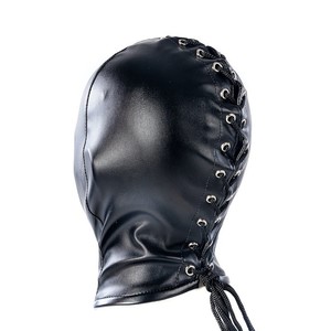 Équipement de bondage, cagoule en cuir PU noir, masque BDSM, bandeau pour les <span class=keywords><strong>yeux</strong></span> pour les couples - Product Image 1