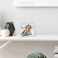Cadre photo magnétique horizontal double face 4x6, cadre transparent sans bordure, présentoir de bureau autoportant, cadre photo magnétique en acrylique