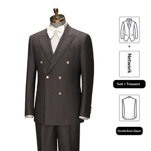 Ensemble de costume d'affaires <span class=keywords><strong>pour</strong></span> <span class=keywords><strong>homme</strong></span> à double boutonnage avec impression de logo personnalisé, veste respirante et imperméable à revers cranté, ensemble 3 pièces - Product Image 6