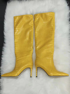 Offre Spéciale <span class=keywords><strong>Western</strong></span>  Sexy talon haut femmes <span class=keywords><strong>bottes</strong></span> dames pierre motif grande taille hiver large mollet genou <span class=keywords><strong>bottes</strong></span> hautes - Product Image 6
