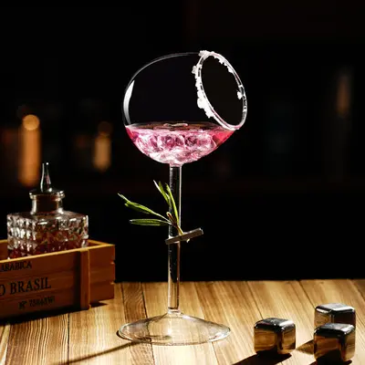 122ml Slanted Long Stem Glasses Red White Wine Glass Hand Blown Crystal Tasting Glasses Bevel Mouth Champagne Clear Cup