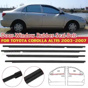 Moldura de ventana exterior para coche, 4 Uds., burlete, cinturón de sellado, tira de plástico para Toyota Corolla Altis 2003 2005 2006