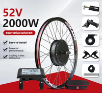Kit de conversion de vélo électrique 52V 2000W avec moteur à moyeu à engrenages à entraînement arrière, jante MTX39 et contrôleur trois modes 45A