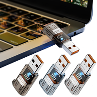 Adaptateur d'extension USB transparent mâle vers femelle USB3.2 10 Gbps, transfert de données, convertisseur de charge PD 60W avec lumière LED