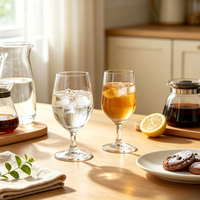 Verre à eau multifonction transparent JH 2026 avec pied moyen, gobelet à bière, verre fabriqué à la machine pour cocktails et vins