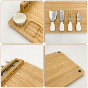 Ensemble de planches à charcuterie en bambou, grande <span class=keywords><strong>planche</strong></span> à découper pour charcuterie et fromage, plateau de service - Product Image 3