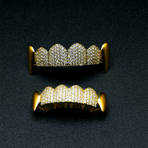 Spike Geometric Gold <b>Diamond</b> Grillz Men's Party Dentures Yiwu Origin GS6-007 - Product Image 2