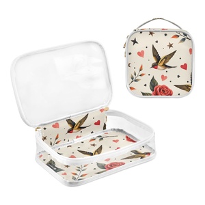 Hawaii Custom Puakenikeni LeiHummingbird Rose Heart Women's 2-pack Transparent <b>Makeup</b> <b>Storage</b> Bag Travel Toiletry Bag - Product Image 3