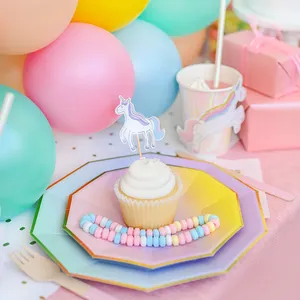 จานรองอาหารแบบกำหนดเอง DAMAI ขอบสีทอง สำหรับตกแต่งงานแต่งงาน งานเลี้ยง ของใช้บนโต๊ะอาหารแบบใช้แล้วทิ้งสำหรับงานวันเกิด แบบไล่เฉดสี - Product Image 5