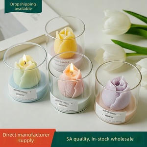 Velas Aromáticas de Lujo con Forma Floral para el Día de la Madre, Velas de Cera de Soya en Frascos de Vidrio para Regalos y Aromatización del Hogar - Product Image 1