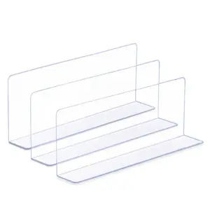 customized L shaped acrylic Gondola shelving dividers free standing Transparent Tabletop Acrylic Shelf Divider Supermarket Displ