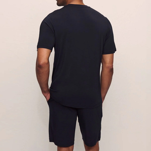 Pigiama Estivo <span class=keywords><strong>da</strong></span> <span class=keywords><strong>Uomo</strong></span> a Maniche Corte, Set Due Pezzi in Cotone di Bambù, Abbigliamento <span class=keywords><strong>da</strong></span> Notte Organico in Jersey - Product Image 6