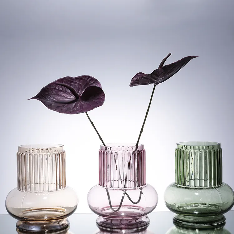 Fashim özel renkli cam silindir vazo modern cam çiçek vazo dekorasyon için