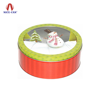 Usine directe en métal boîte à biscuits en étain cadeau emballage en métal biscuit personnalisé en relief rond boîte en étain de noël