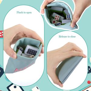 PU Squeeze Mahjong Pouch Mahjong Dice Bags Mini Dice Coin Tiles Purse for <b>Board</b> Game Party Travel - Product Image 4