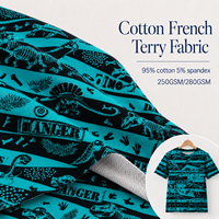 Tissu en molleton de coton tricoté à la française, imprimé sur mesure, doux et extensible, pour sweat-shirts, sweats à capuche et vêtements de détente, 1 yard