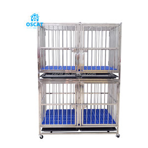 Cage pour chien en acier inoxydable à deux étages de qualité supérieure OSCAT pour les caisses résistantes aux salons de toilettage pour animaux de compagnie - Product Image 1