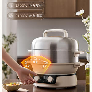 Cuiseur vapeur électrique Midea 16L à 4 niveaux en acier inoxydable multifonctionnel avec technologie de vapeur enveloppante - Product Image 5