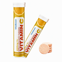 Comprimé effervescent de vitamine C et de fibres alimentaires sans sucre, saveur variée, suppléments immunitaires au zinc, boost d'énergie, comprimé effervescent de vitamine C