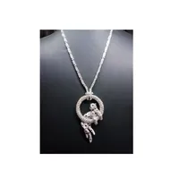 Pendentif panthère en or blanc 10 carats de luxe avec diamants naturels, pendentif animal, bijoux fins de créateur hip-hop