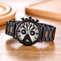 Jam Tangan Kronograf Kayu Pria Jam Tangan Kuarsa Kayu Eboni Multifungsi Buatan Tangan Bergaya Ideal untuk Pakaian Kasual Bisnis Hadiah Hebat